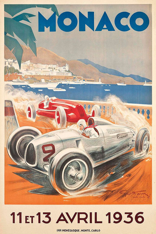 1936 Automotive Monaco Grand Prix Vintage Style Magnet