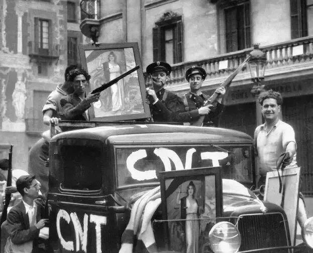 1936 Barcelona Armed Anarchists Spanish Civil War Historic Picture Keychain