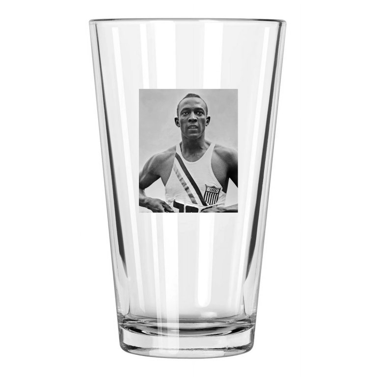 1936 Berlin Olympics Jesse Owens Photo Usa Gold Medal Pint Beer Drinking Glass