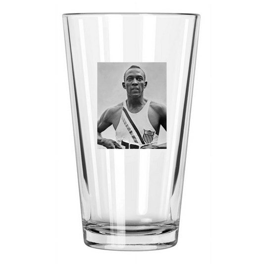 1936 Berlin Olympics Jesse Owens Photo Usa Gold Medal Pint Beer Drinking Glass