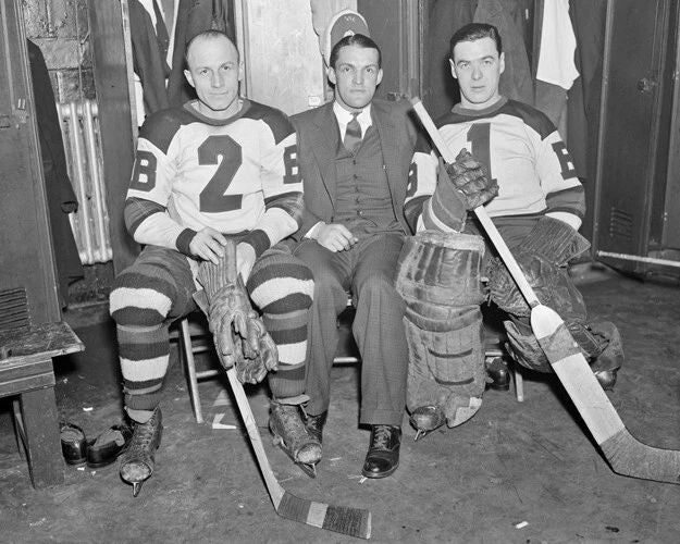 1936 Boston Bruins Eddie Shore, Babe Siebert And Tiny Thompson Glossy Photo