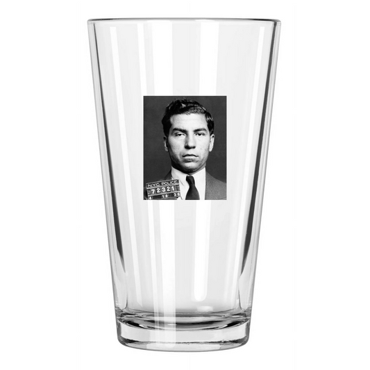 1936 Gangster Mobster Charles Lucky Luciano Mugshot Pint Beer Drinking Glass