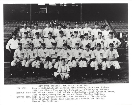 1936 New York Yankees Team Photo Baseball Mlb Picture Ny World Champs