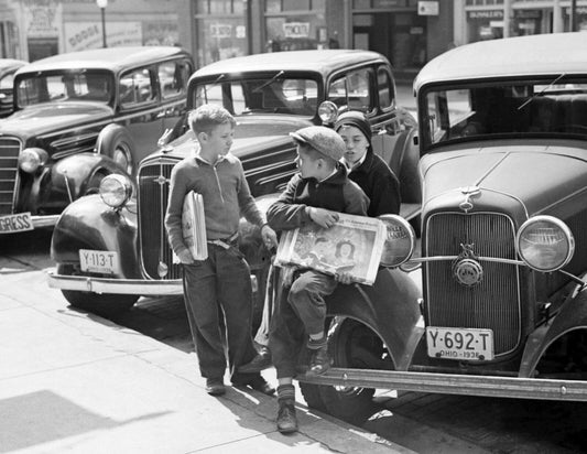 1936 Newsboys Jackson Ohio Vintage Old Historic Photo Reprint