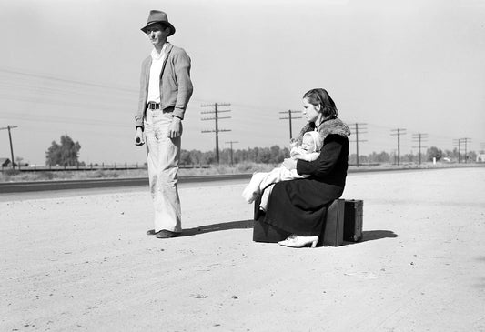 1936 Penniless Poor Family Hitchhiking Ca Vintage Old 300 Piece Jigsaw Puzzle