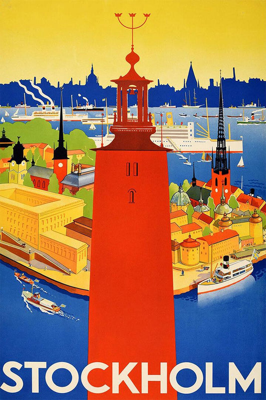 1936 Stockholm Sweden Vintage Style Travel Wall Art Home Decor Poster