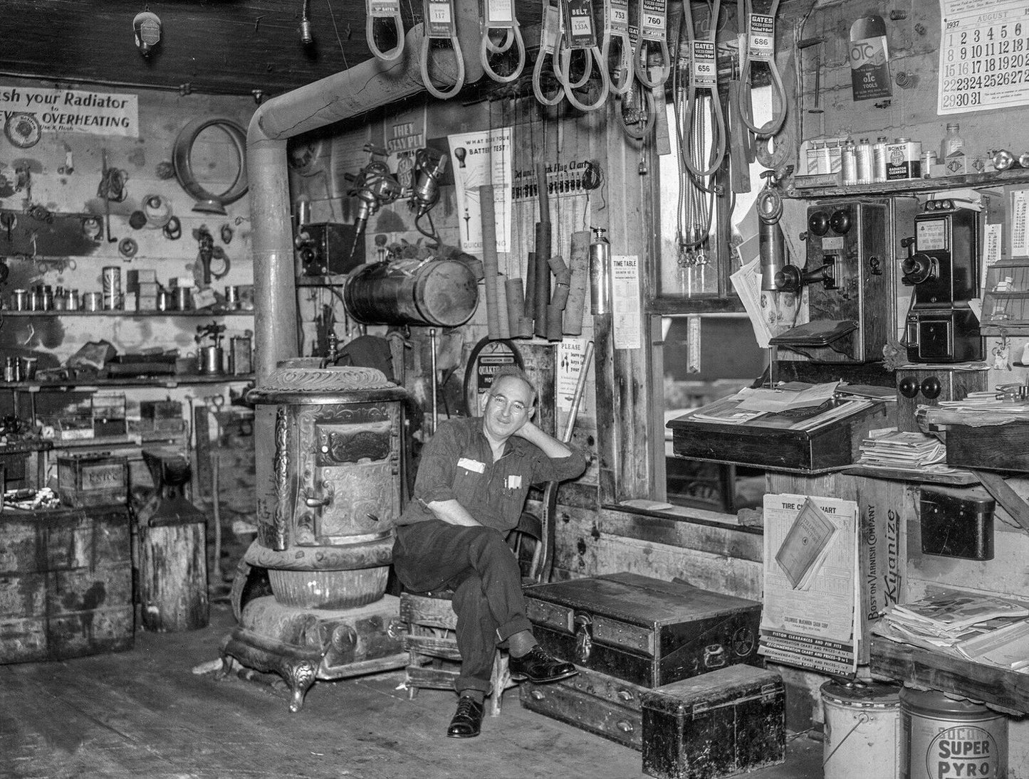 1937 Inside Of An Automotive Service Shop Classic Retro Picture Photo