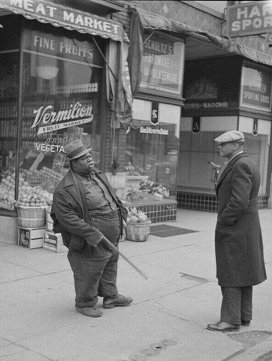 1937 Men In Front Of Meat Market Danville Illinois Old Phot Reprint