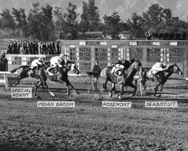 1937 Racehorse Seabiscuit Vs Rosemont Glossy Keychain Santa Anita Handicap