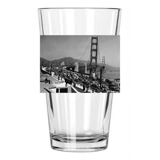 1937 San Francisco Bay Golden Gate Bridge Photo Pint Beer Drinking Glass