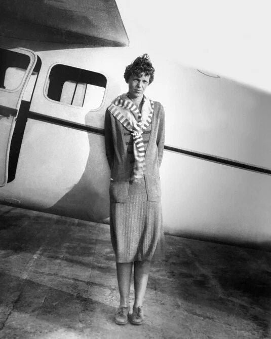 1937 Woman Aviator Amelia Earhart Glossy Photo Lockheed Vega Plane Poster