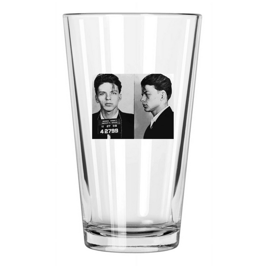 1938 American Singer Frank Sinatra Mugshot Photo Pint Beer Drinking Glass