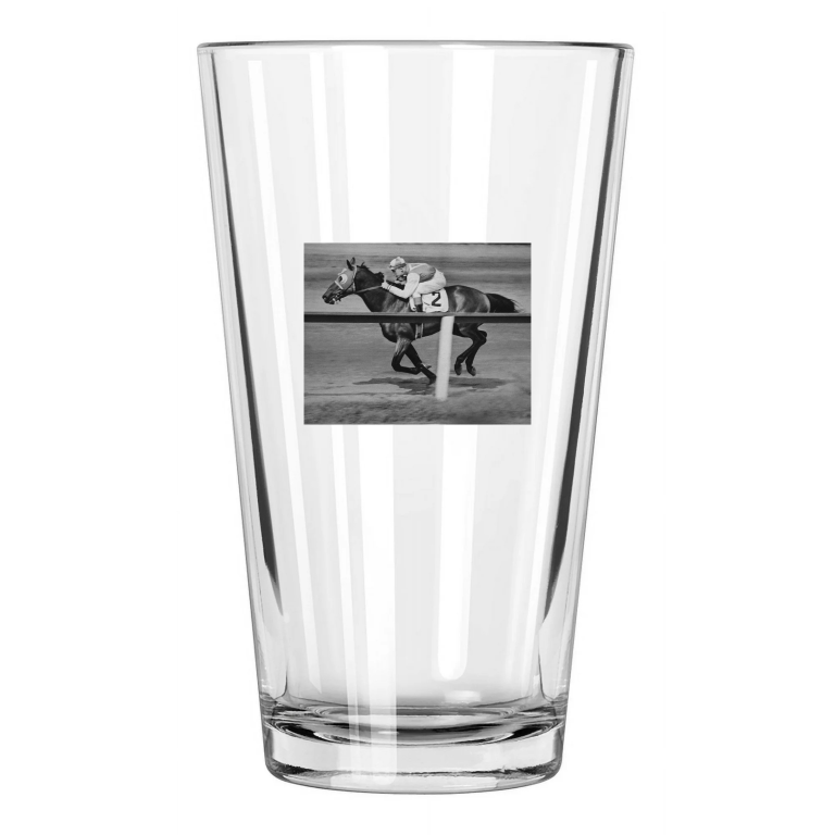 1938 Champion Racehorse Seabiscuit Thoroughbred Horse Pint Beer Drinking Glass