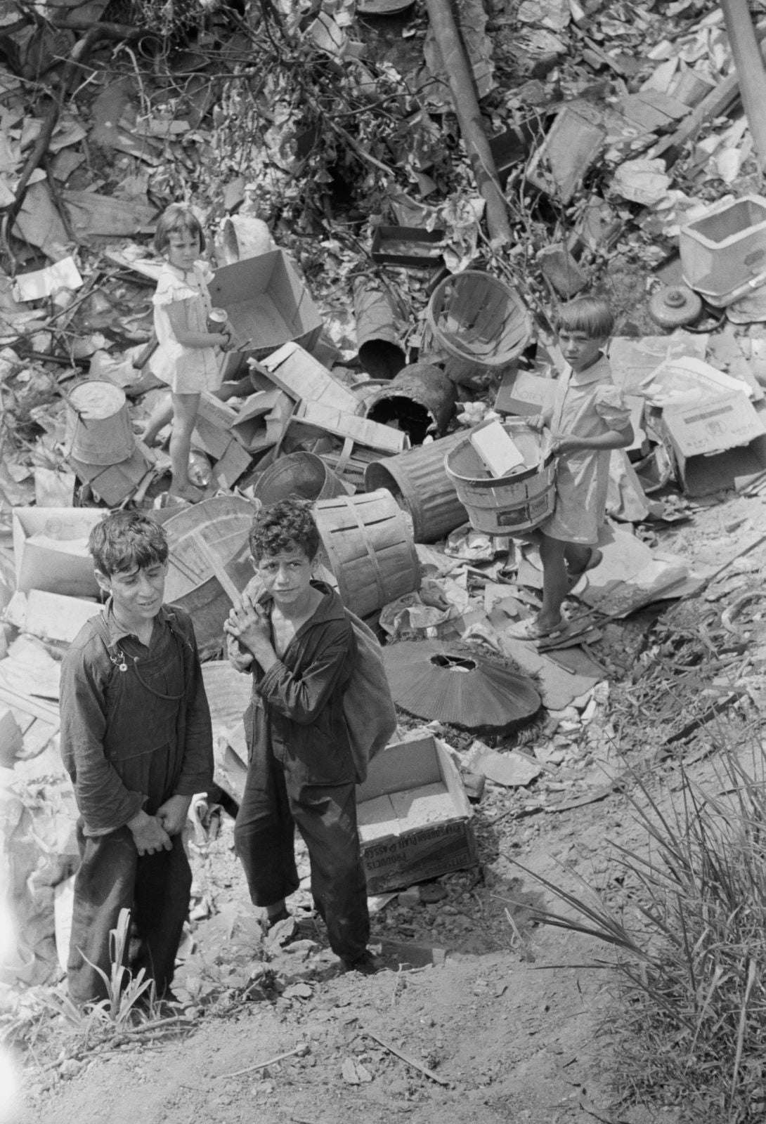 1938 Children At City Dump Ambridge Pennsylvania Vintage Old Photo
