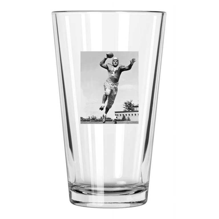 1938 Detroit Lions Dutch Clark Photo Football Reprint Pint Beer Drinking Glass