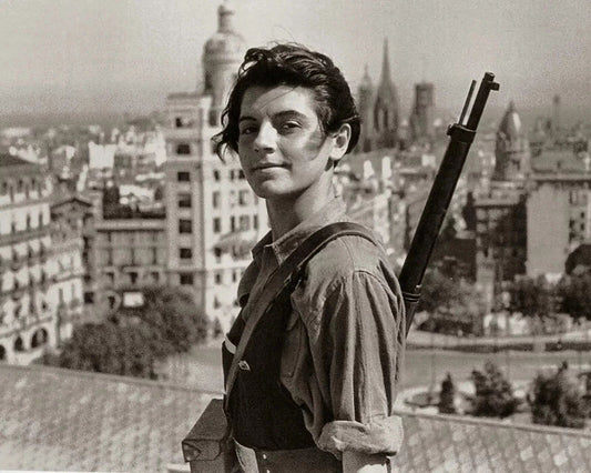 1938 Female Republican Soldier Barcelona Spanish Civil War Picture Keychain
