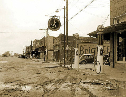 1938 Gas Station Caddo Oklahoma Old Vintage Historic Magnet Reprint