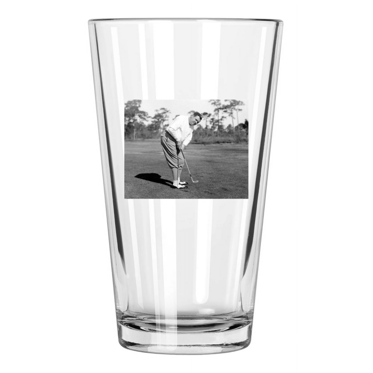 1938 Golfer Babe Ruth Photo Baseball Putting Golf Pint Beer Drinking Glass
