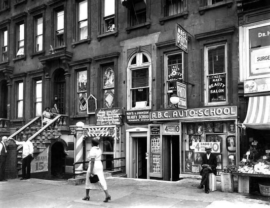 1938 Harlem Street Scene New York Old Keychain Cityscape Reprint