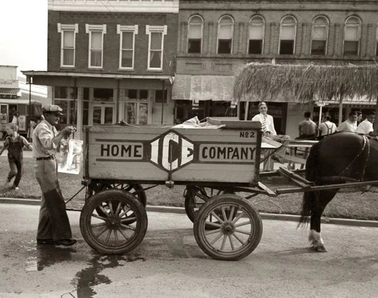 1938 Horse Drawn Home Ice Delivery Wagon Historic Vintage Picture Magnet