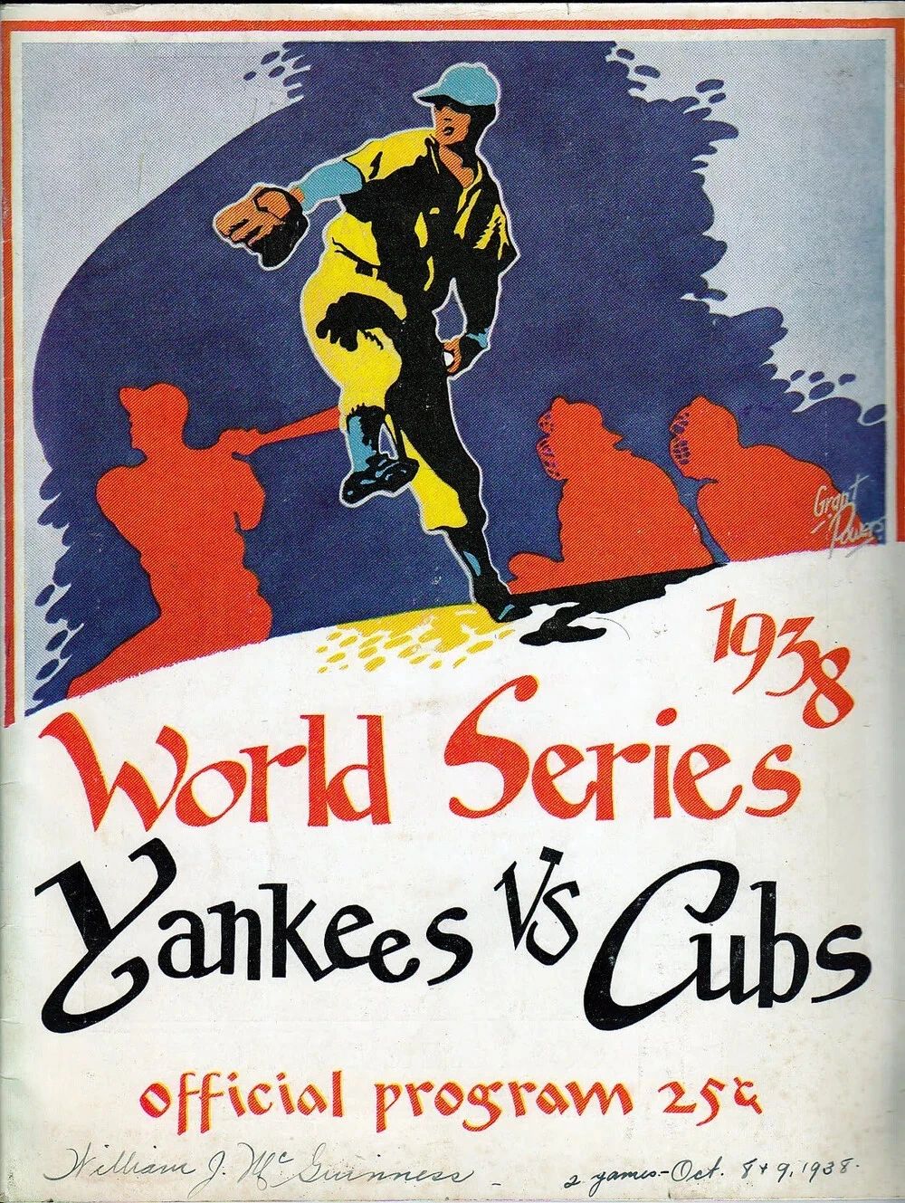1938 New York Yankees Chicago Cubs World Series Program Picture Magnet