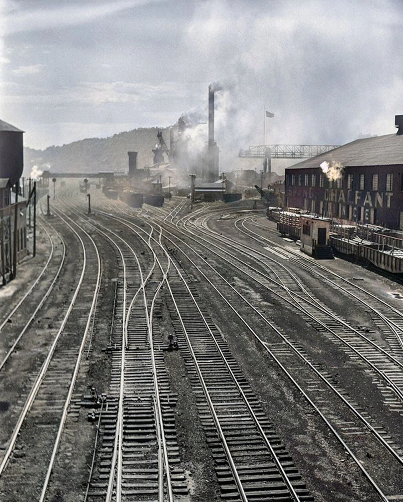 1938 Pittsburgh Railroad Yards Historic Train Station Magnet Magnet