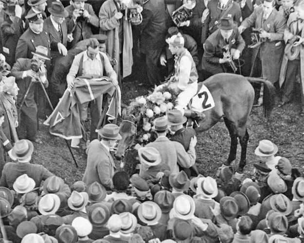 1938 Seabiscuit Vs War Admiral Glossy Photo Winning Circle Print