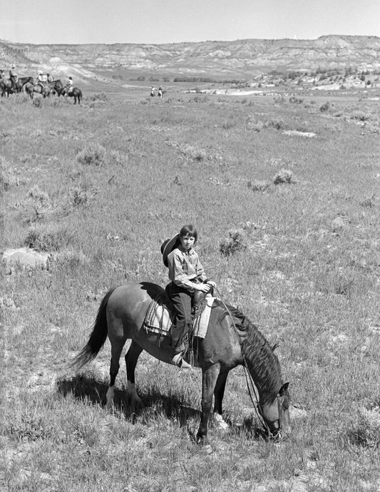1939 Cowgirl On Horseback Montana Vintage Old Magnet Reprint