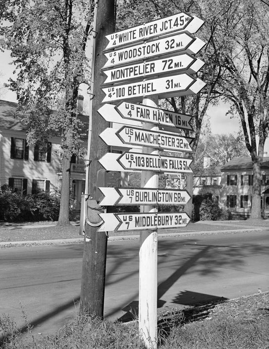 1939 Highway Signs Rutland Vermont Vintage Old Magnet Picture Reprint