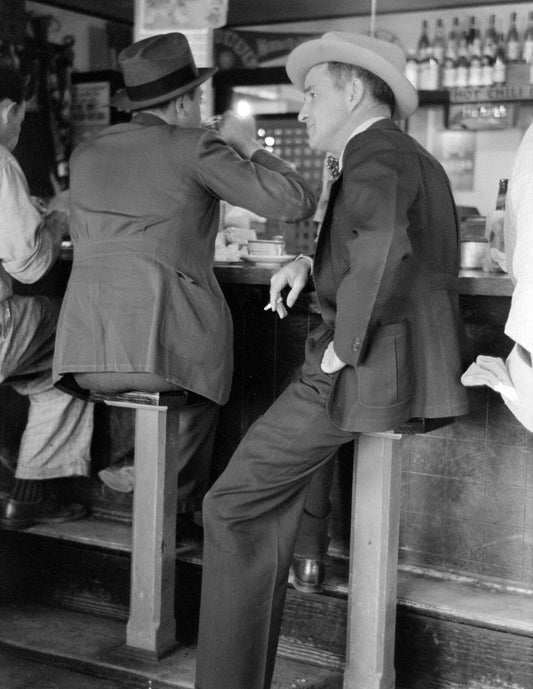 1939 Men At Lunch Counter Raymondville Texas Old Magnet Reprint