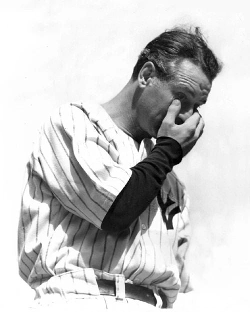 1939 New York Yankees Lou Gehrig Glossy Keychain Retired From Baseball Print 1