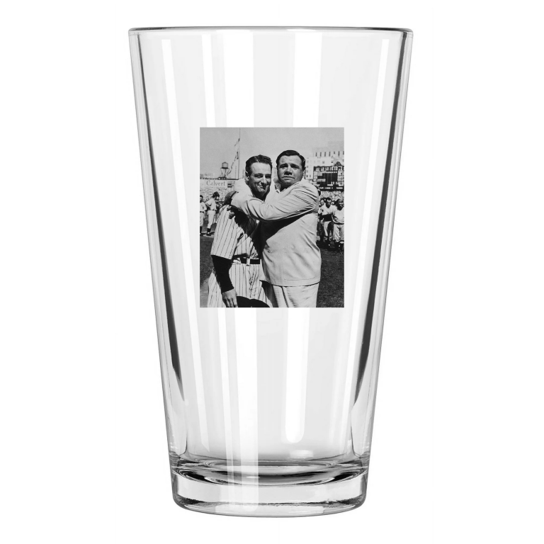 1939 New York Yankees Lou Gehrig And Babe Ruth Retired Pint Beer Drinking Glass