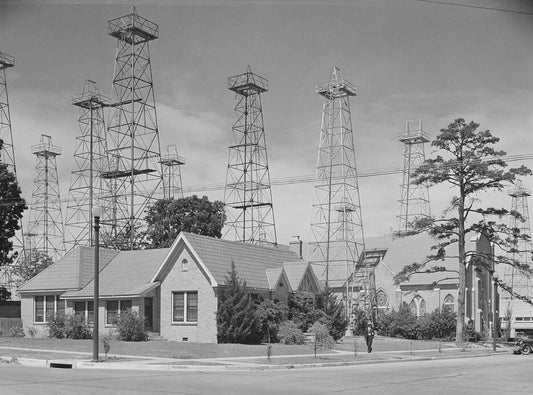 1939 Oil Derricks Residential Section Kilgore Texas Old Magnet Reprint