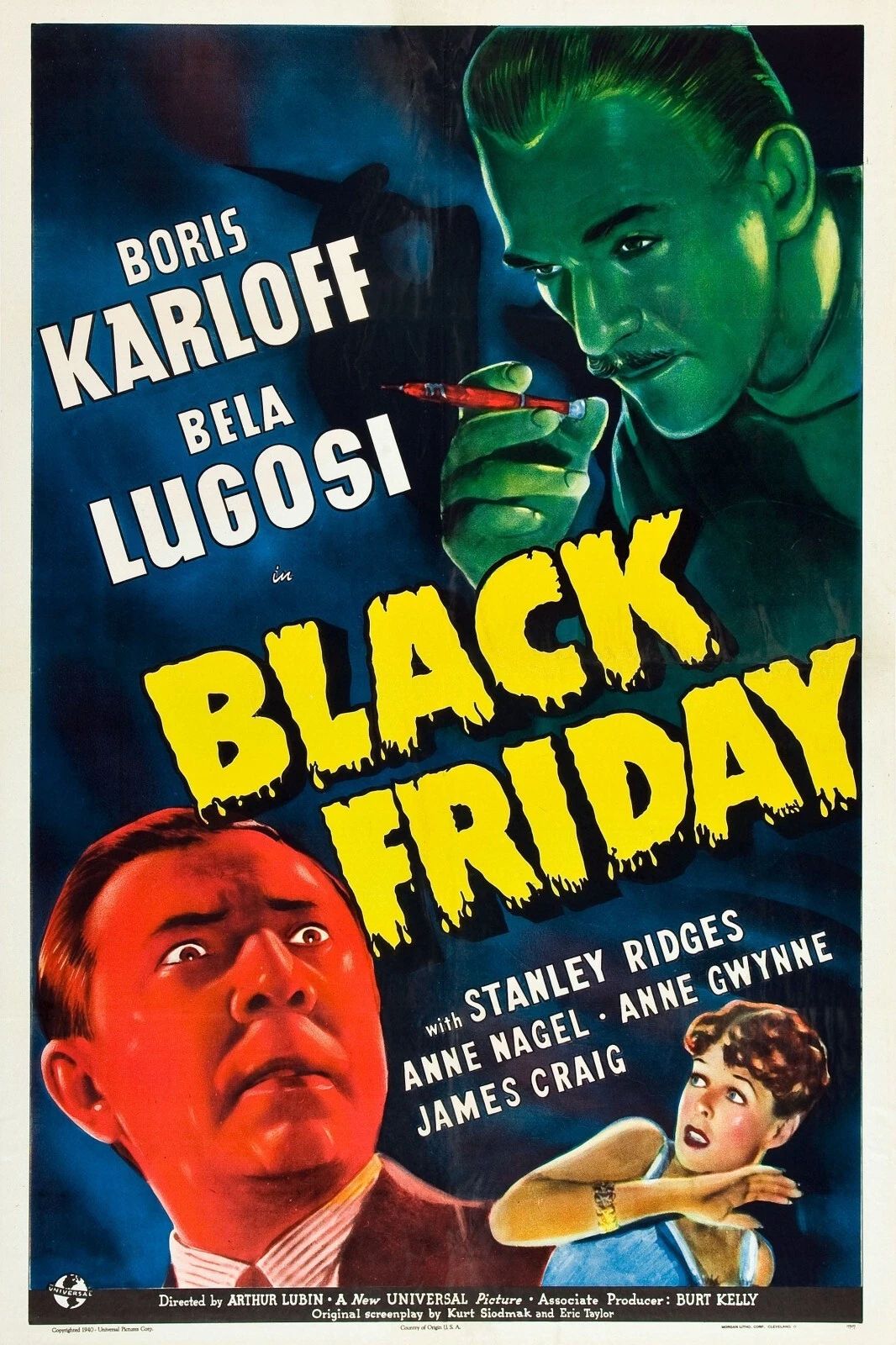 1940 Black Friday Movie Keychain Boris Karloff Bela Lugosi Stanley Ridges