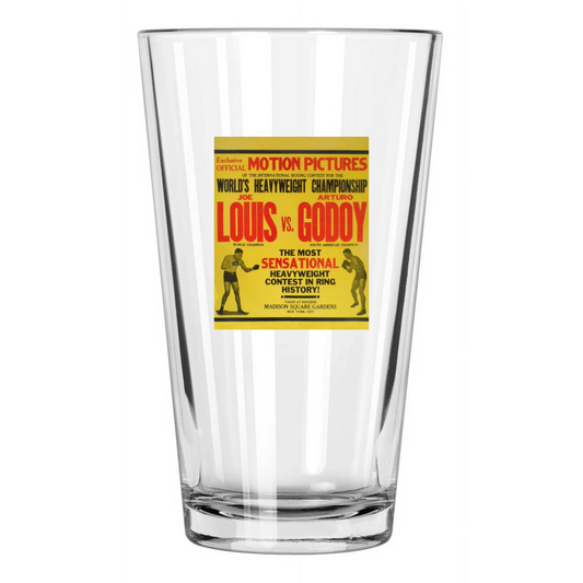 1940 Boxers Joe Louis Vs Arturo Godoy Heavyweight Title Match 1 Pint Beer Glass