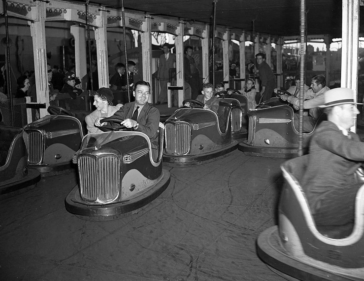 1940 Bumper Cars North Carolina State Fair Vintage Old Keychain 6 X 8 Reprint
