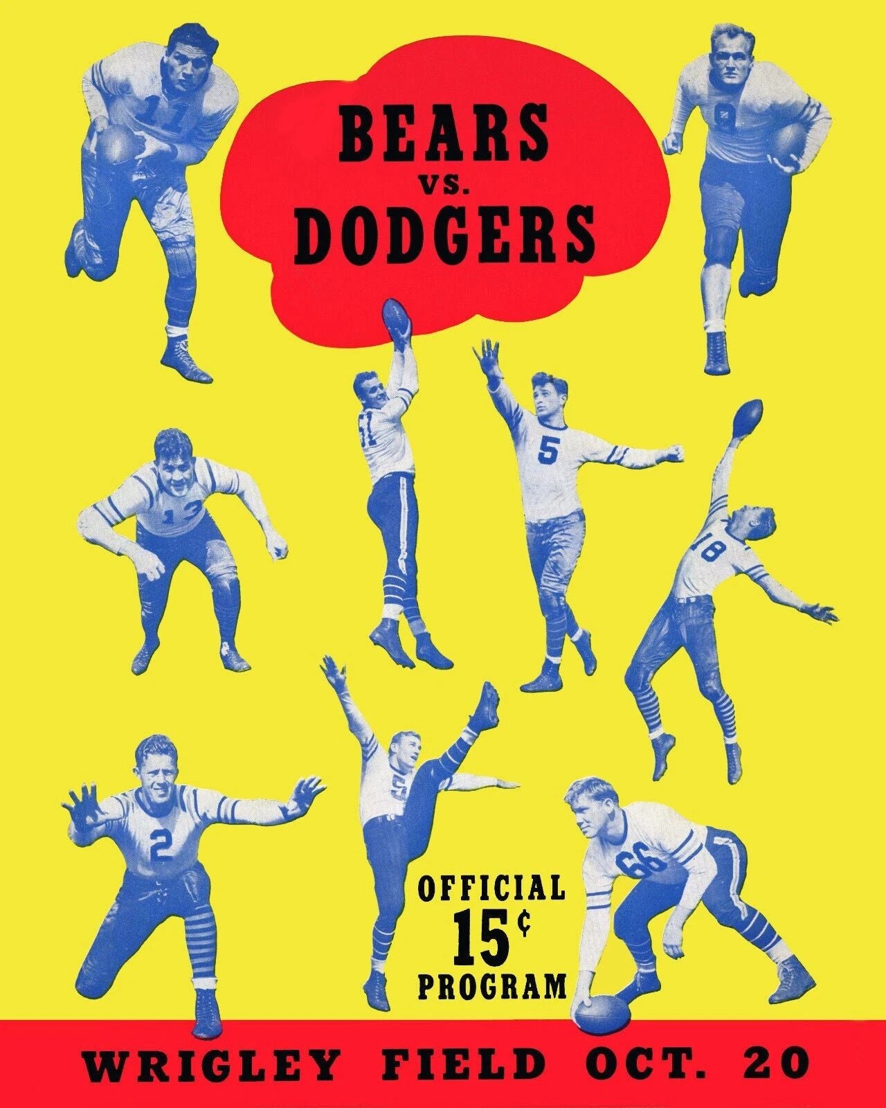 1940 Chicago Bears Vs Brooklyn Dodgers Keychain Football Picture