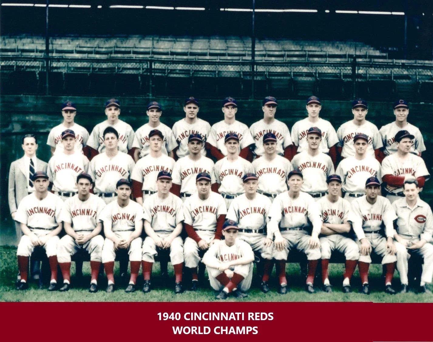 1940 Cincinnati Reds Team Keychain Baseball Picture World Champs Color Mlb