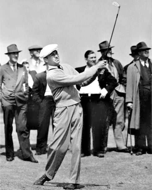1940 Champion Golfer Ben Hogan Glossy Keychain PGA Swing Print