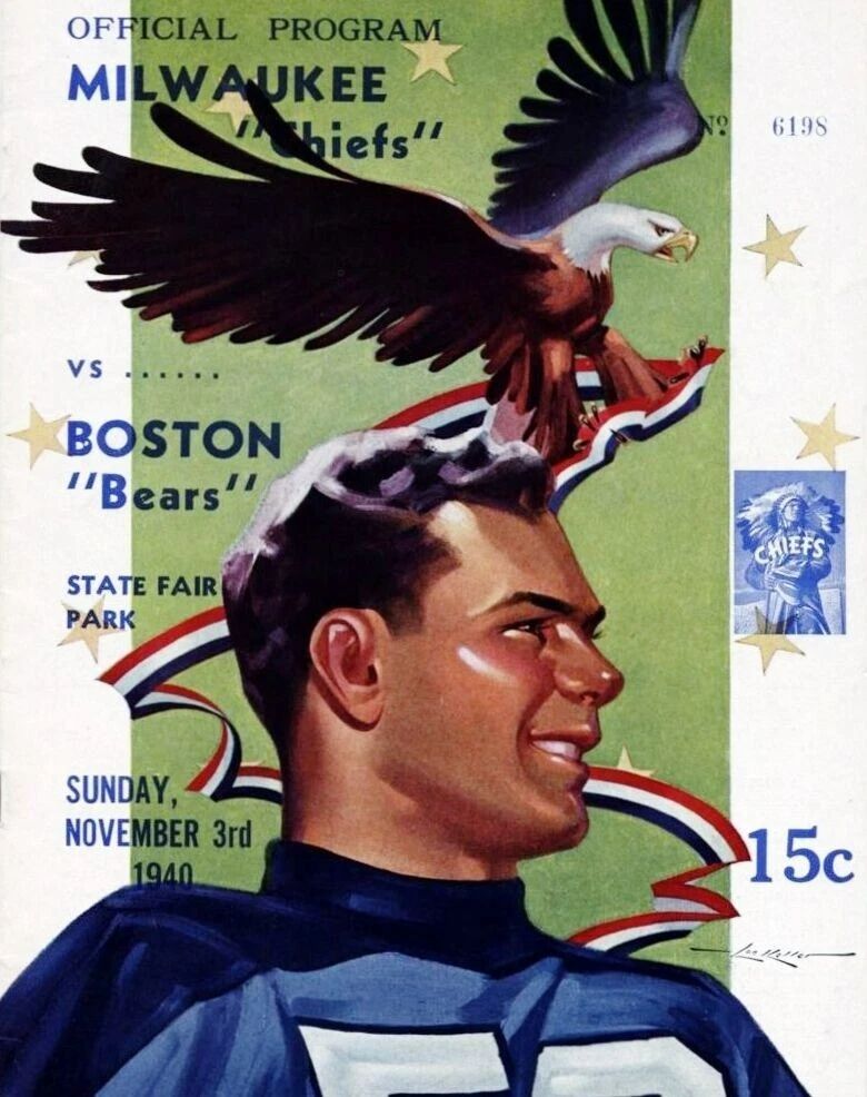 1940 Milwaukee Chiefs Vs Boston Bears Keychain Football Picture Afl