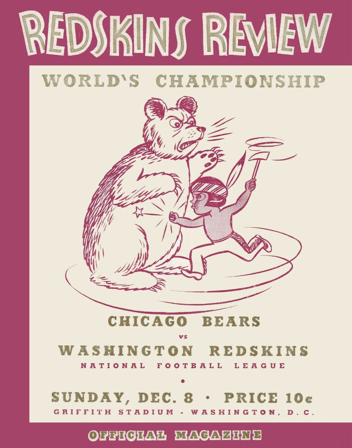 1940 Washington Redskins Vs Chicago Bears Keychain Football Nfl Picture