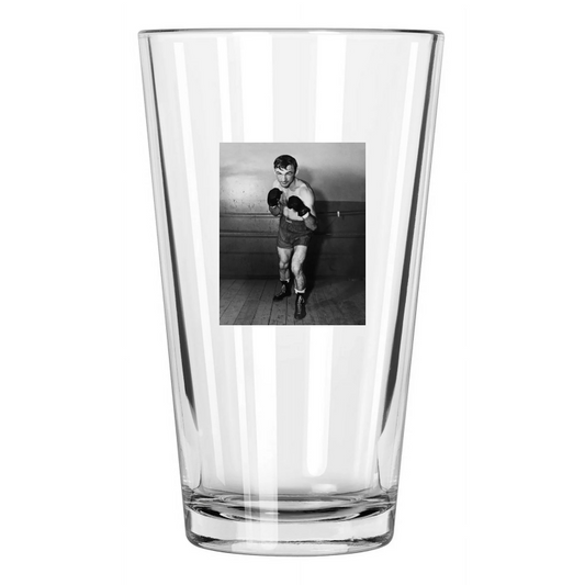 1940S American Boxer Carmen Basilio Boxing Photo Pose Pint Beer Drinking Glass