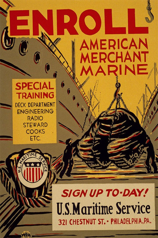 1940S Enroll American Merchant Marine Wwii Wpa Jigsaw Puzzle