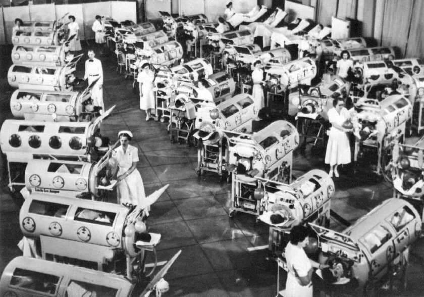 1940S Hospital Ward Polio Victims With Iron Lung Pandemic Picture Keychain