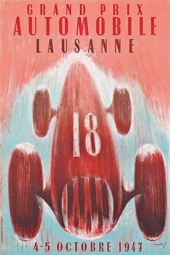 1940S Lausanne Grand Prix Automobile Vintage Auto Race Car Wall Poster