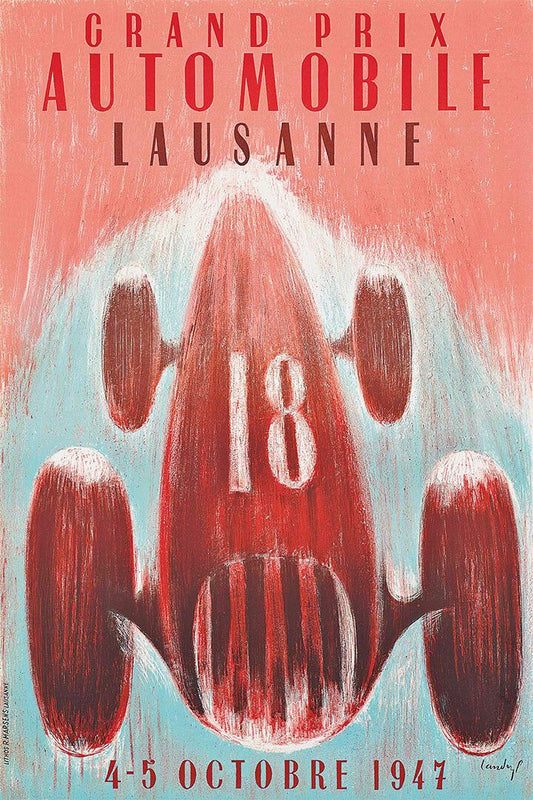 1940S Lausanne Grand Prix Automobile Vintage Auto Race Car Wall Poster