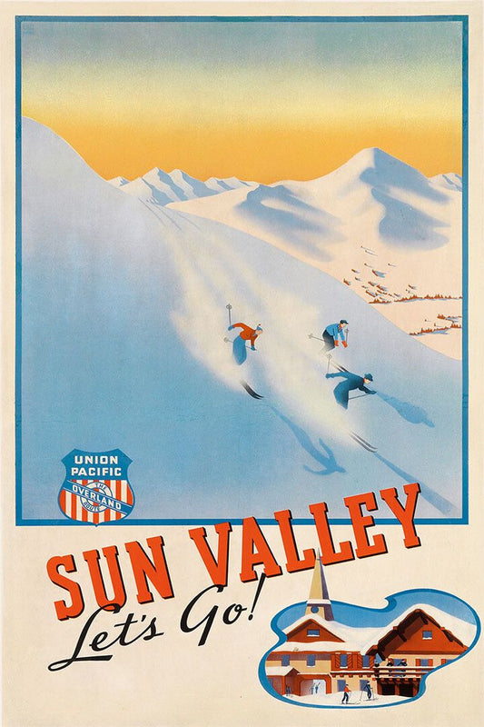 1940S Sun Valley Lets Go Vintage Style Ski Resort Snow Wall Poster