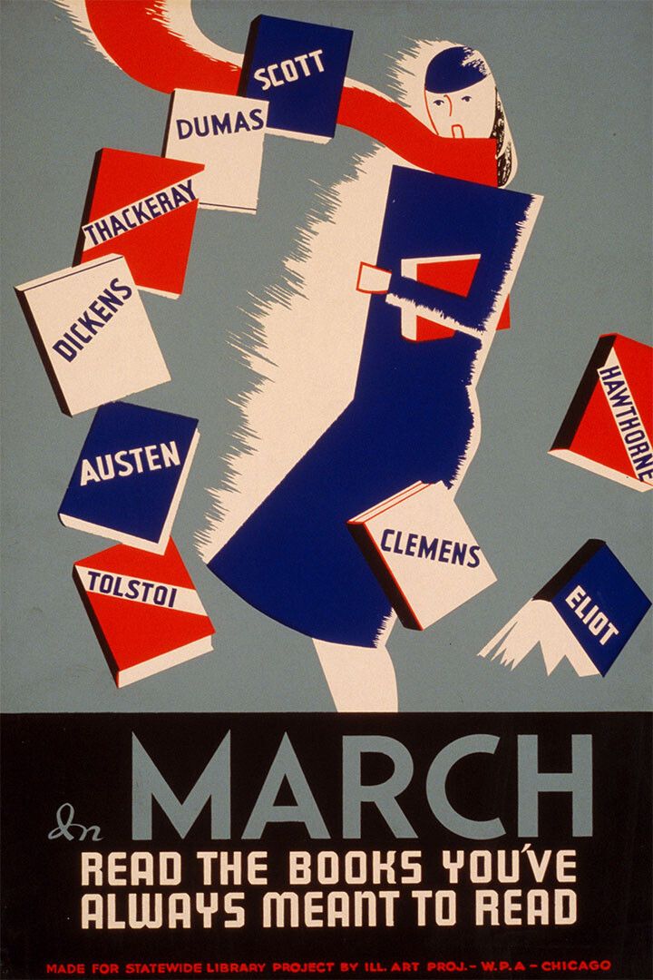1940S Vintage Style Works Progress Wpa March Books Keychain