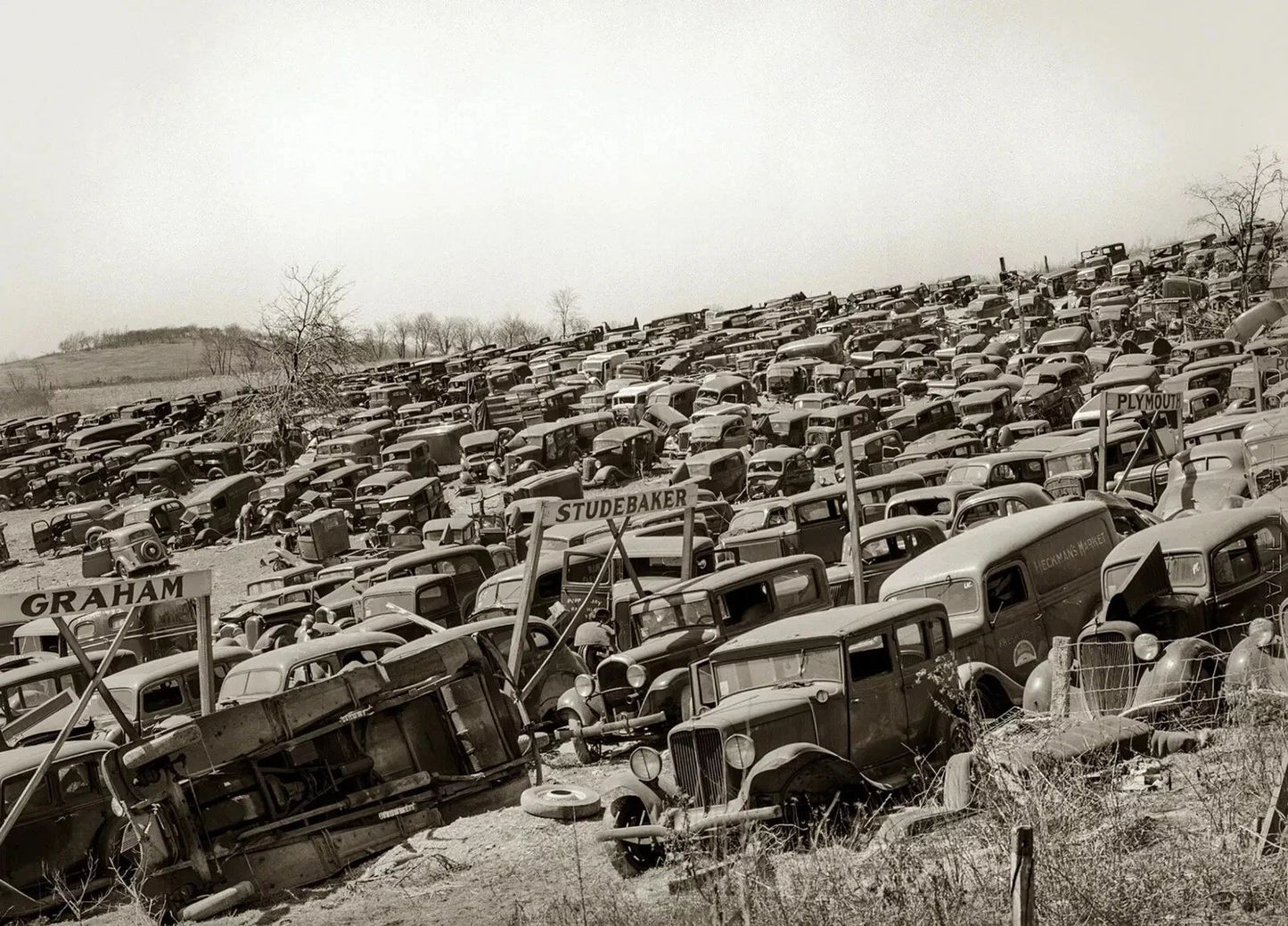 1941 Junk Car Salvage Yard Irwin Pennsylvania Classic Retro Picture Magnet