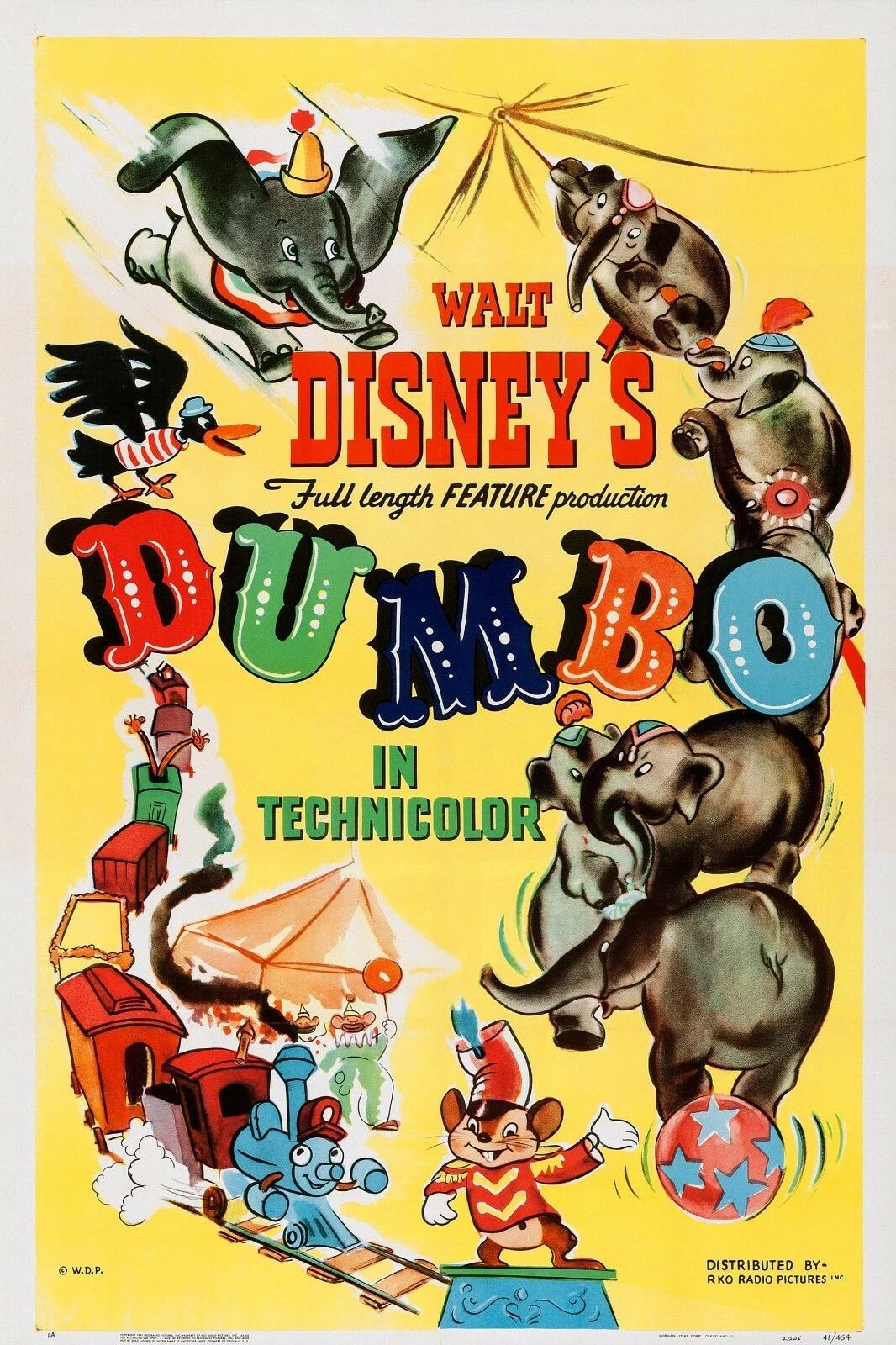 1941 Walt Disneys Dumbo Movie Poster Print Mr Stork Timothy Q Mouse Crow